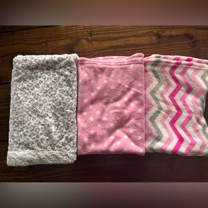Bundle of 3 baby/toddler girls blankets